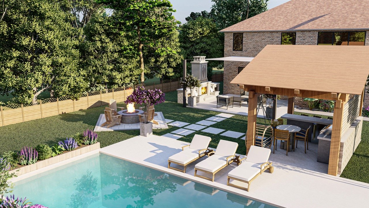 Cal Outdoor Builders project — backyard pool and outdoor kitchen design